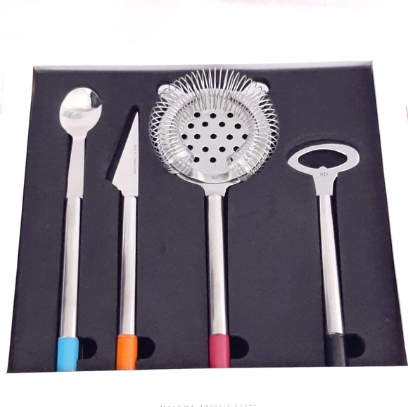 Royal Doulton Metal Mixing Bar Set Drinks cocktail party entertain 4 pc set NWT - Picture 3 of 10